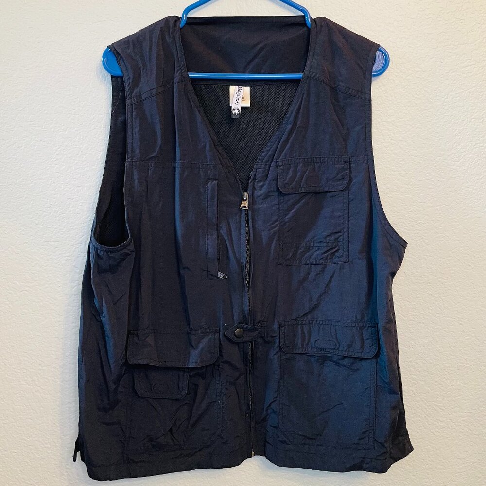 Magellan's Womens Black Nylon Outdoor Hiking Zipper Pocket Vest | Large